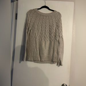 Gray cable knit wool sweater